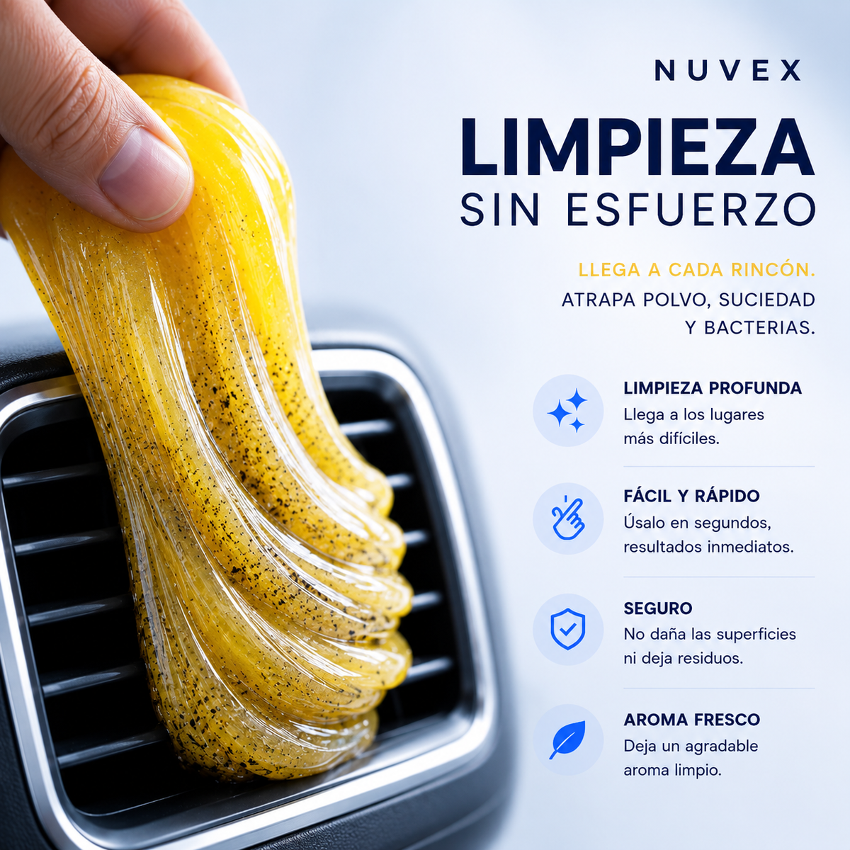 Gel Limpiador Reutilizable NUVEX | Coche, Teclado y Rincones